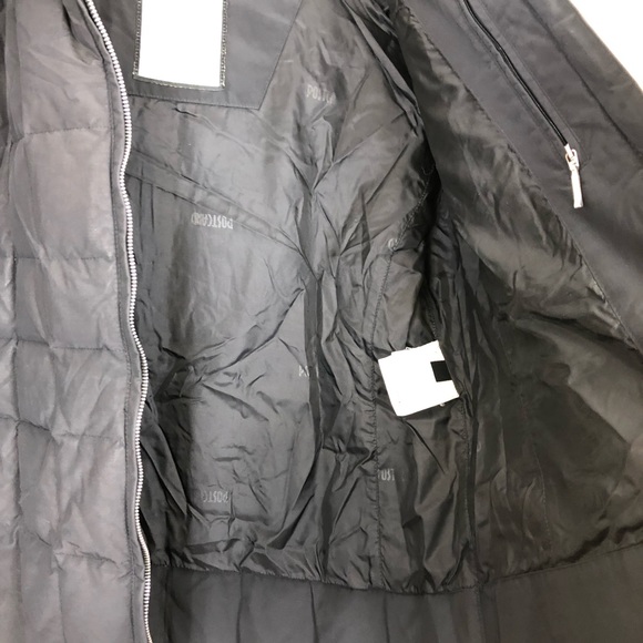 Post Card Black Quilted Puffer Down Jacket W/ Fur Hood Sz M - Picture 11 of 16